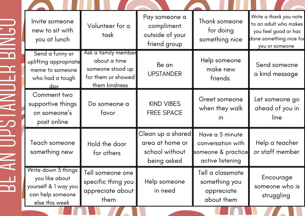 Be an Upstander Bingo Card