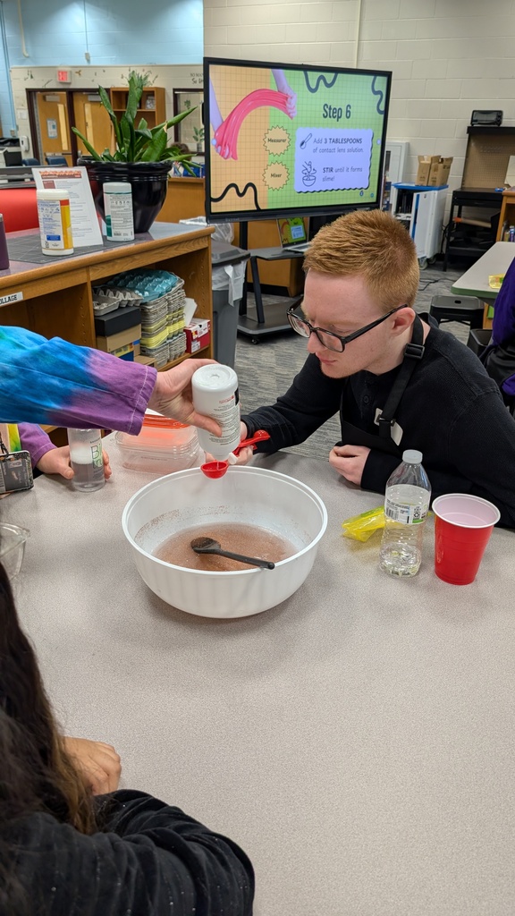 Students creating slime