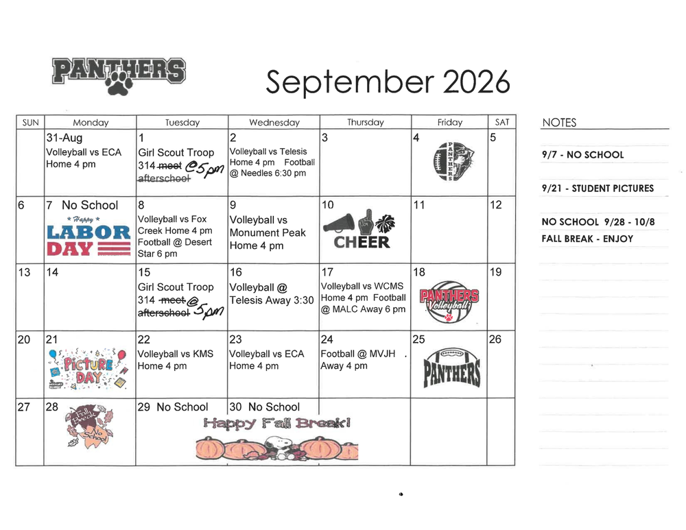September Calendar