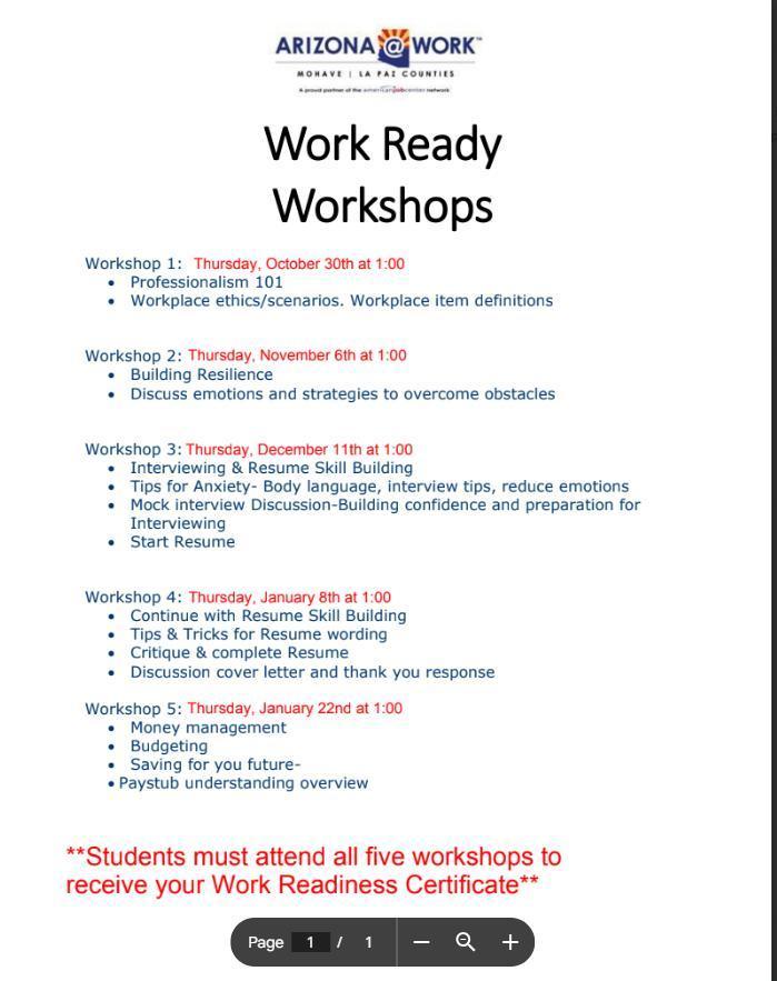 Work Ready Workshops