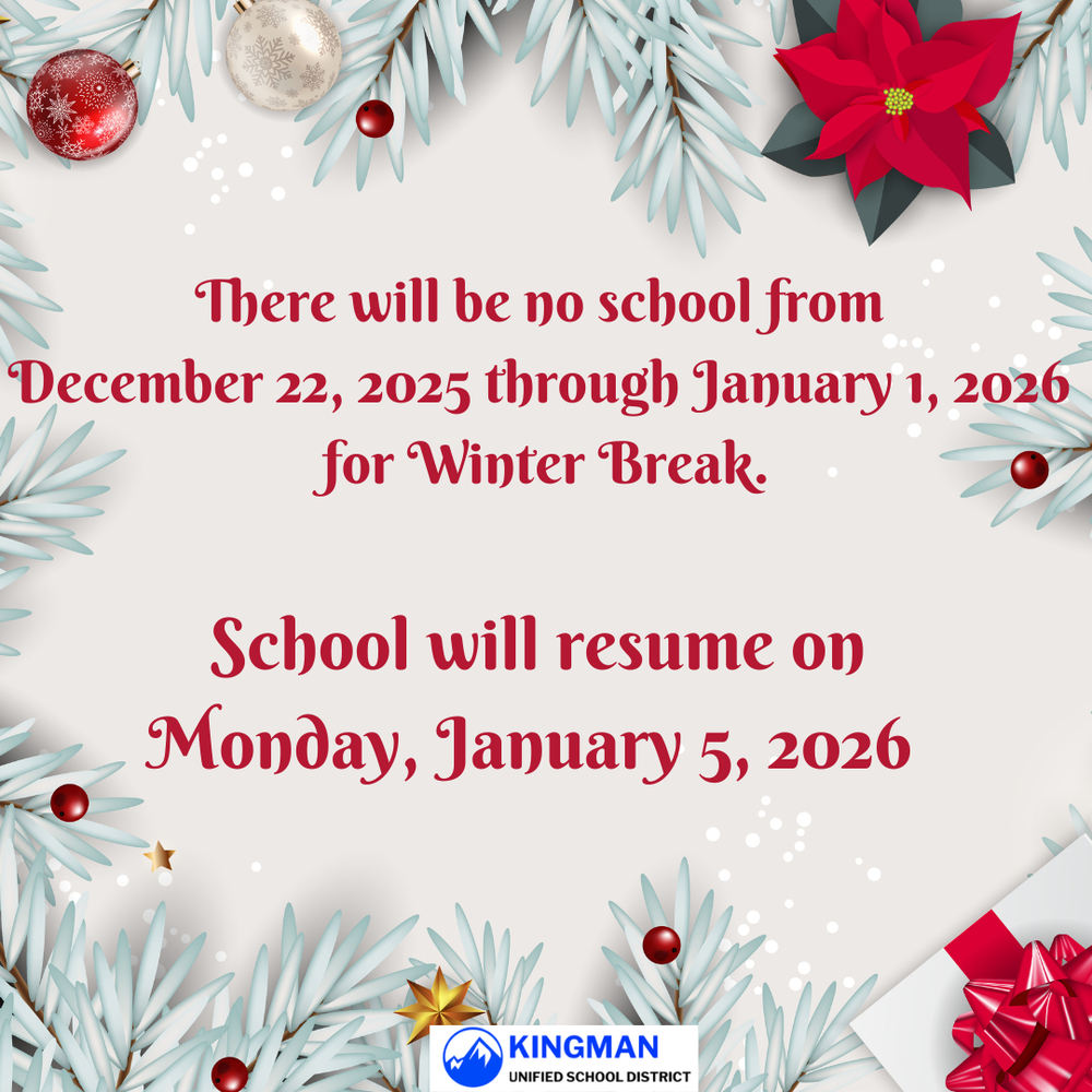 Winter Break - No School from 12/22/25 - 1/1/26