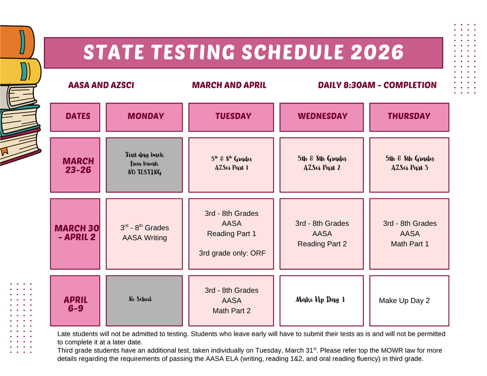 State Testing Schedule