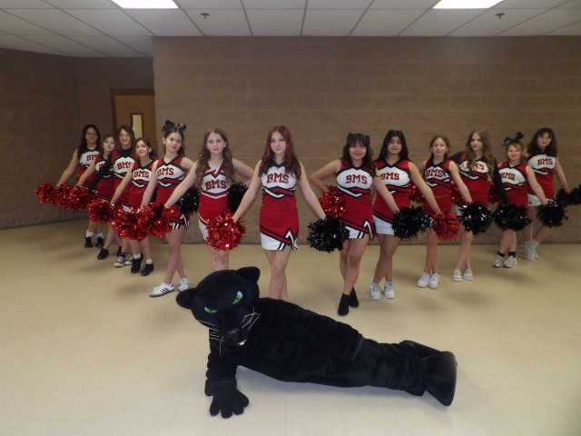 Photo of Cheerleading Squad with mascot