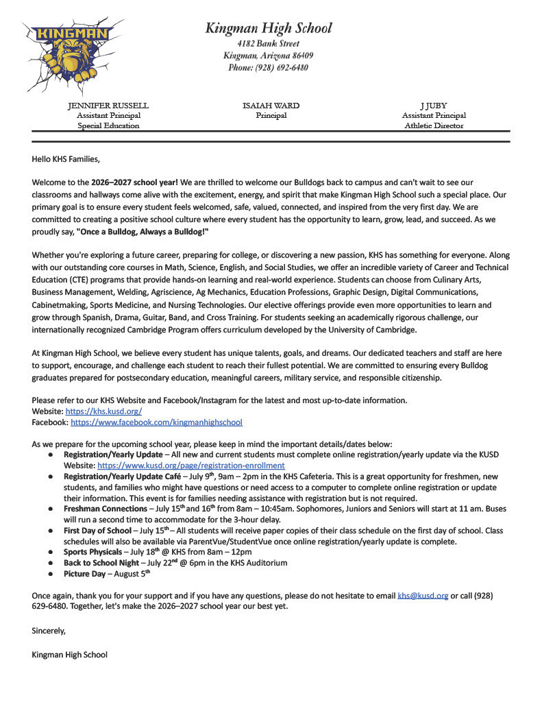 Welcome Letter 26-27