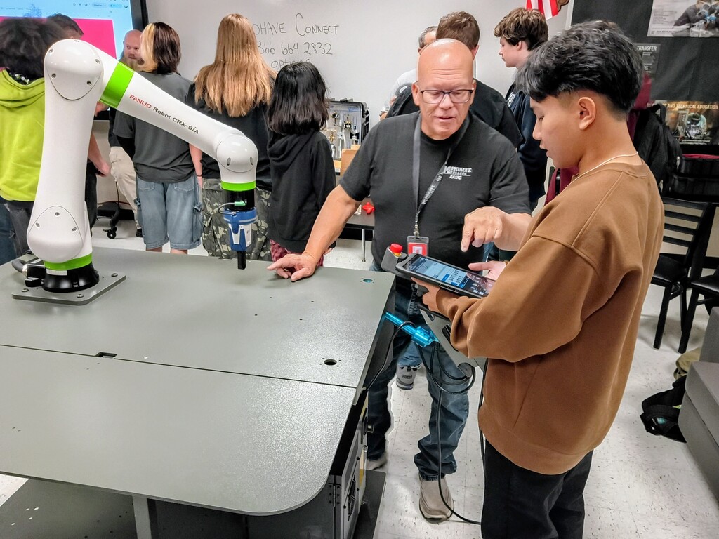 Students learning about robotics