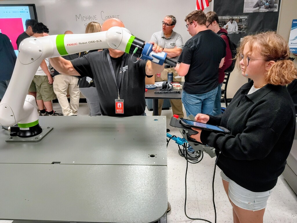 Students learning about robotics