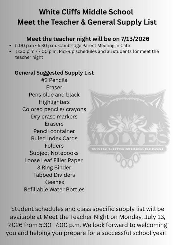 WCMS School Supply List