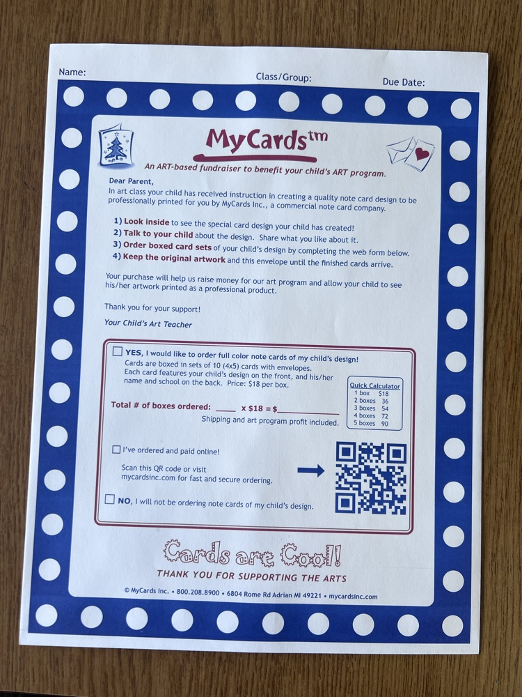 Order envelope-all orders now online!