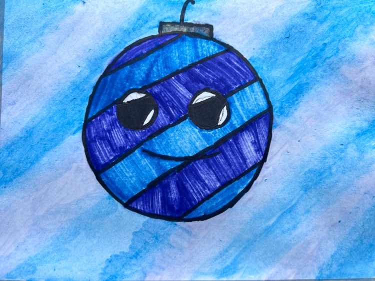 Look at the colors! Drawing with watercolor background.