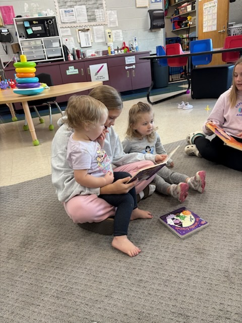 Reading with new friends.
