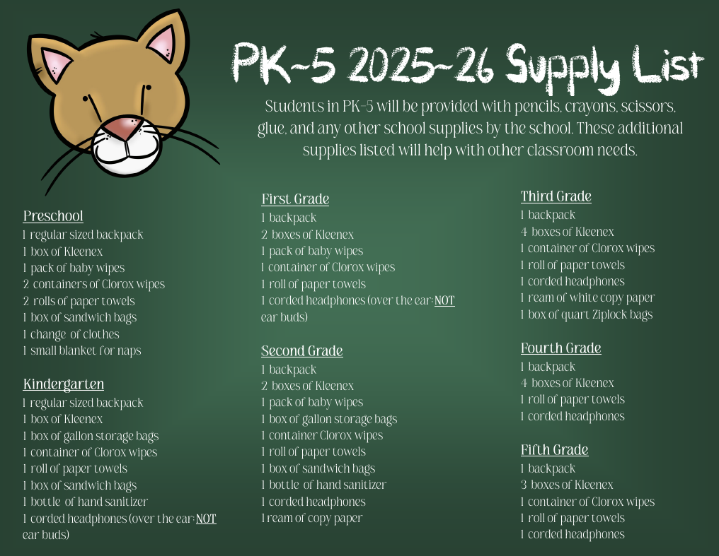 PK-5 Supply List