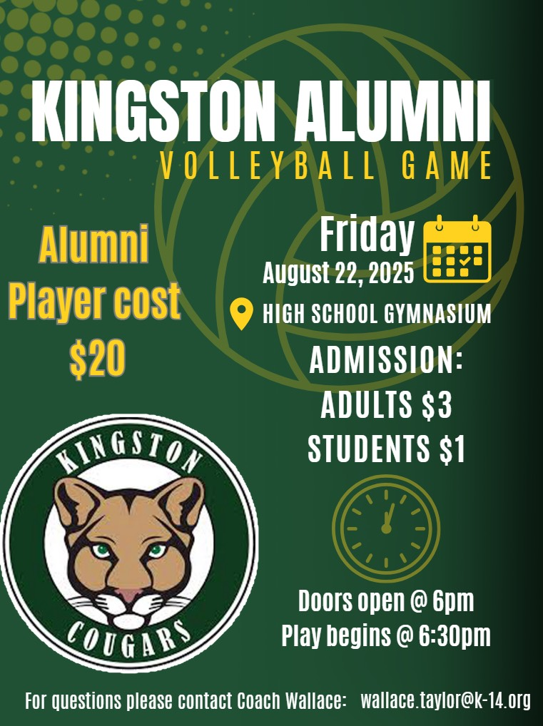 Volleyball Alumni Game, Friday 8/22 @ 6:30 pm