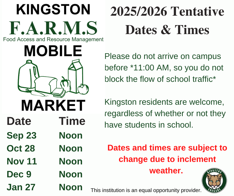 25-26 Mobile Market Tentative Dates & Times 