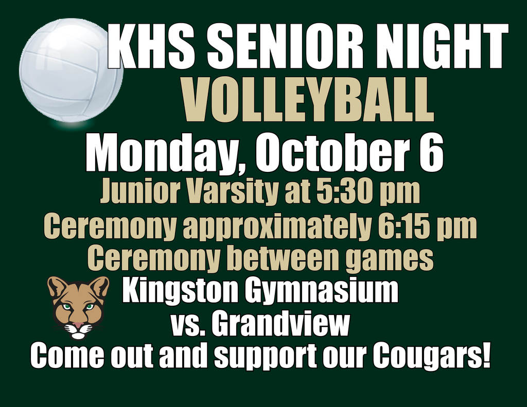 High School Volleyball Senior Night, Oct. 6th vs Grandview