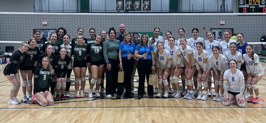 Kingston and Valle Catholic volleyball teams recognize the officials for Fall Sports Officials Appreciation Week