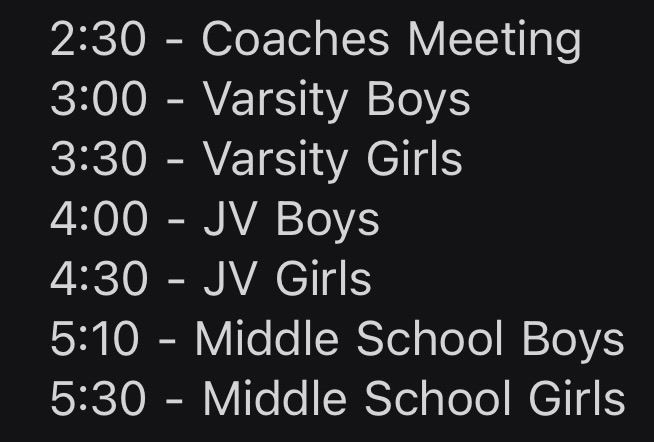 new race times for rescheduled Farmington meet