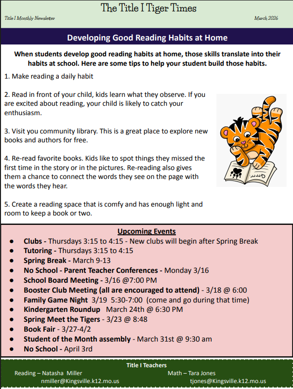 March Title 1 Newsletter 