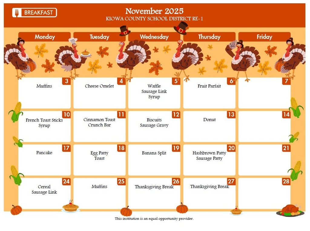 November Breakfast Menu