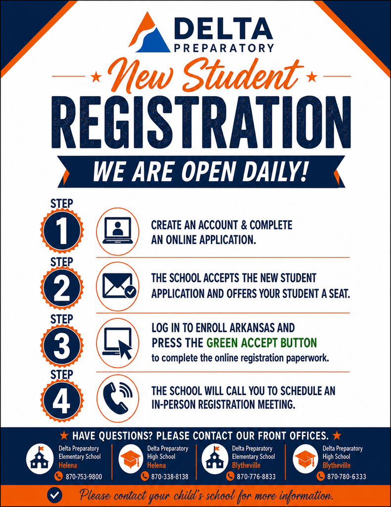 flyer for new students registration.