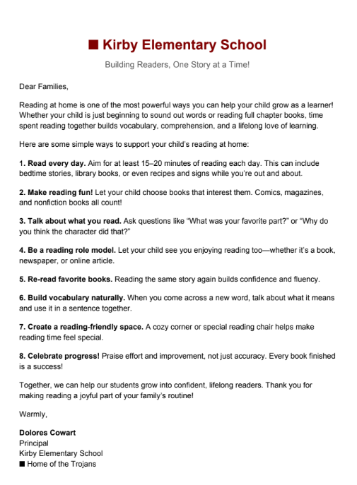 Reading Letter