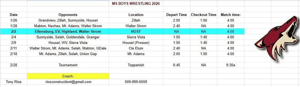 MS Boys 2026 Wrestling Schedule