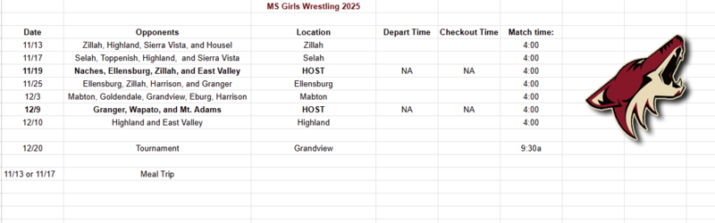 Middle School Girls Wrestling
