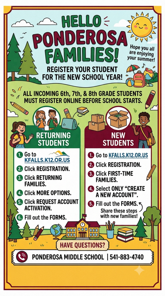 Register your Ponderosa student for the new school year!