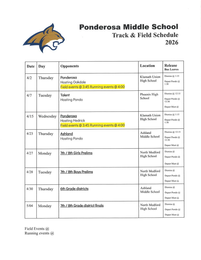 Track Schedule