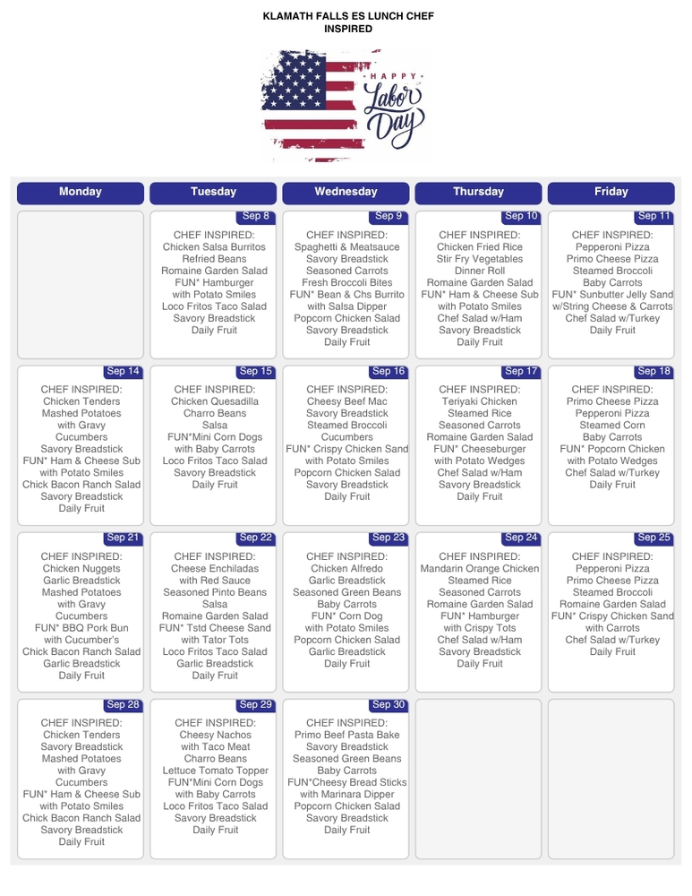 Lunch Menu