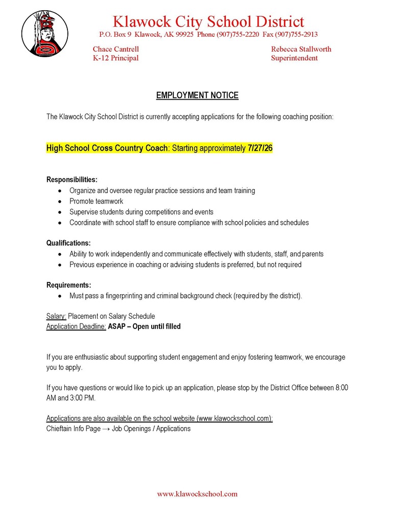 FY27 coaching positions
