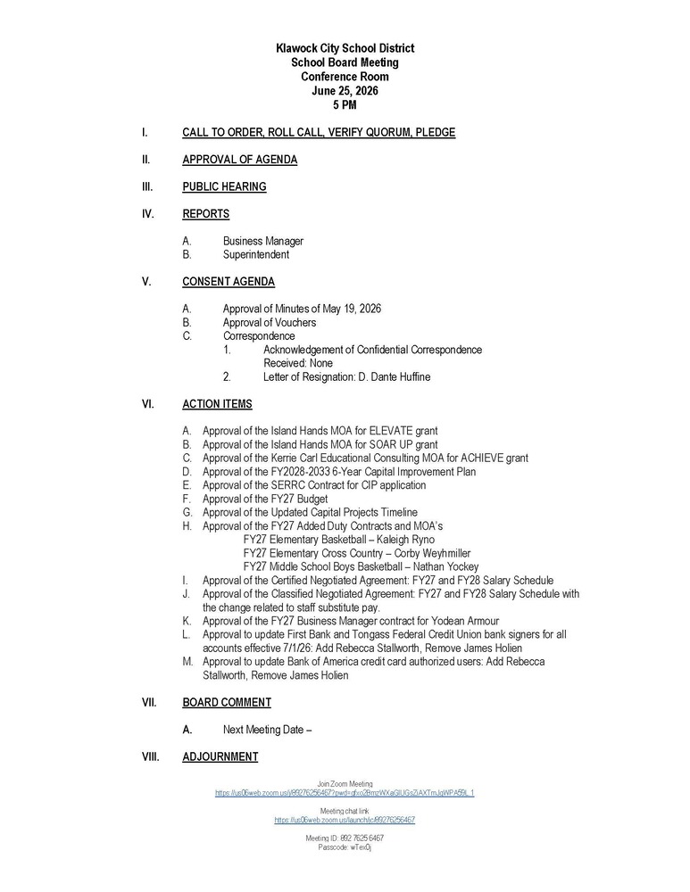 June agenda