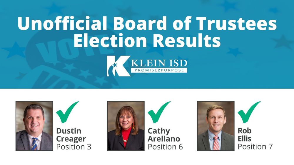 Unofficial Results from Klein ISD Board of Trustees Election