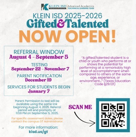 Gifted & Talented Referral is Now Open with QR Code (English Version) 