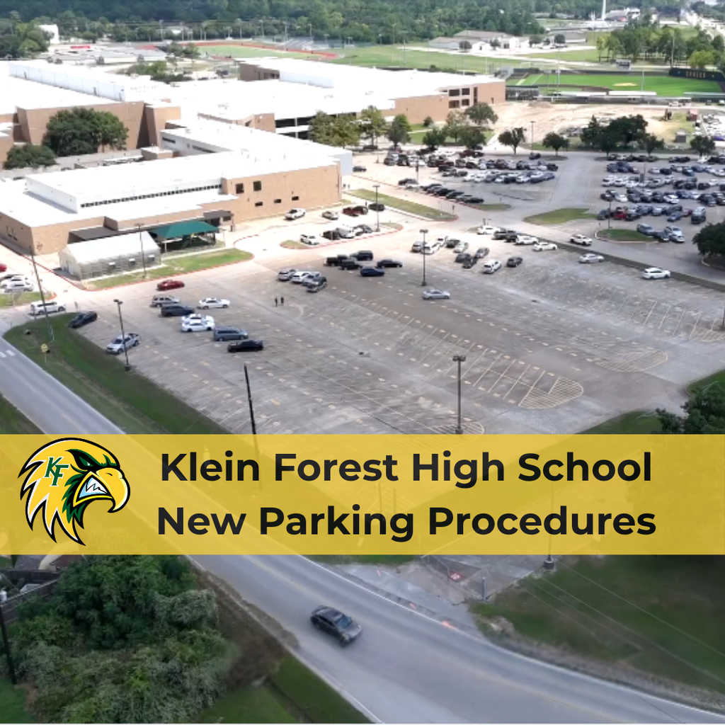 A picture of cars in the Klein Forest High School parking lot.