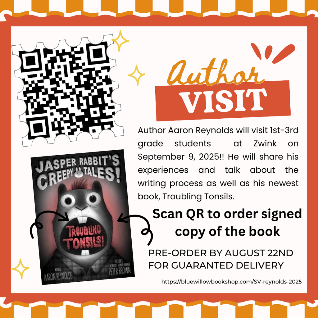 Aaron Reynolds Author Visit Book Order Flyer with QR Code