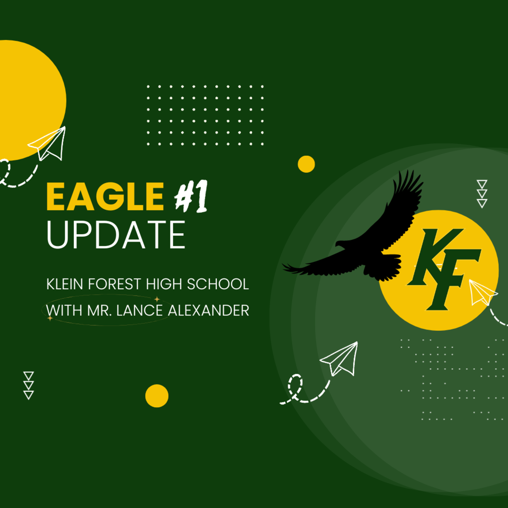 Graphic for the Eagle Update with a black eagle flying on it in Klein Forest colors of green and yellow
