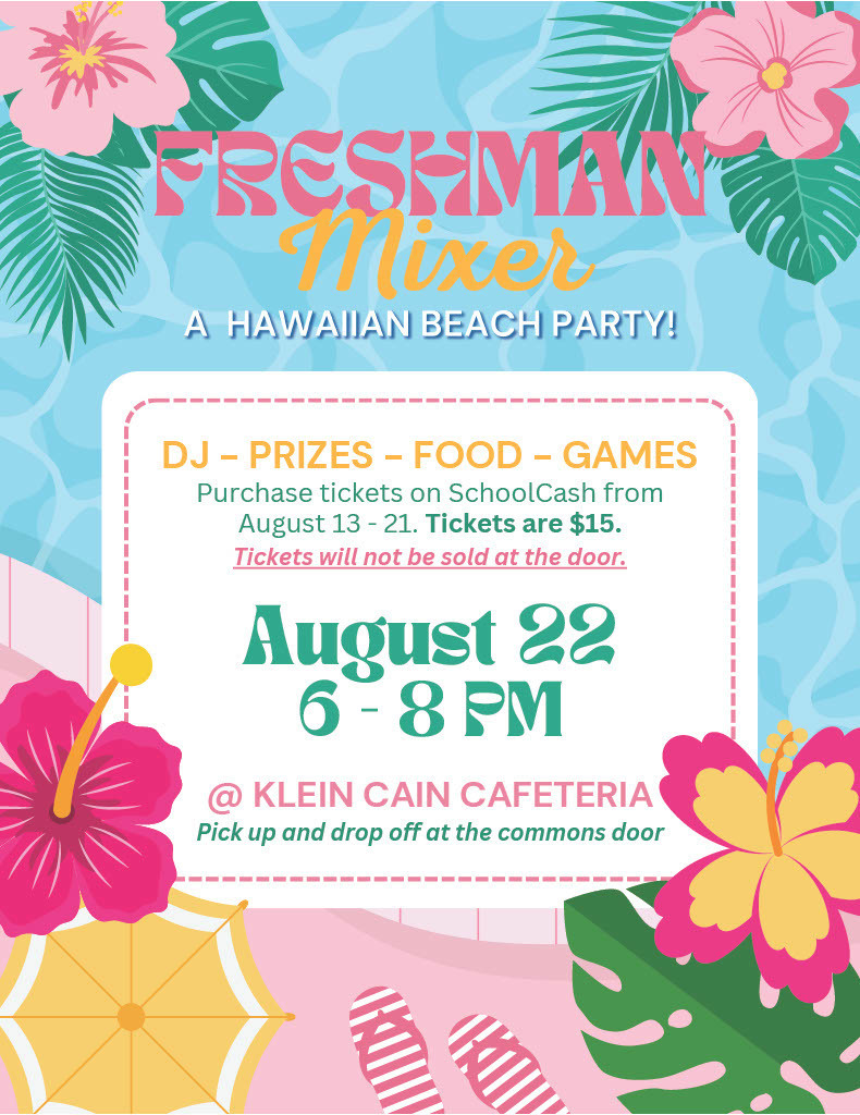Freshman Mixer. Purchase tickets on SchoolCash.