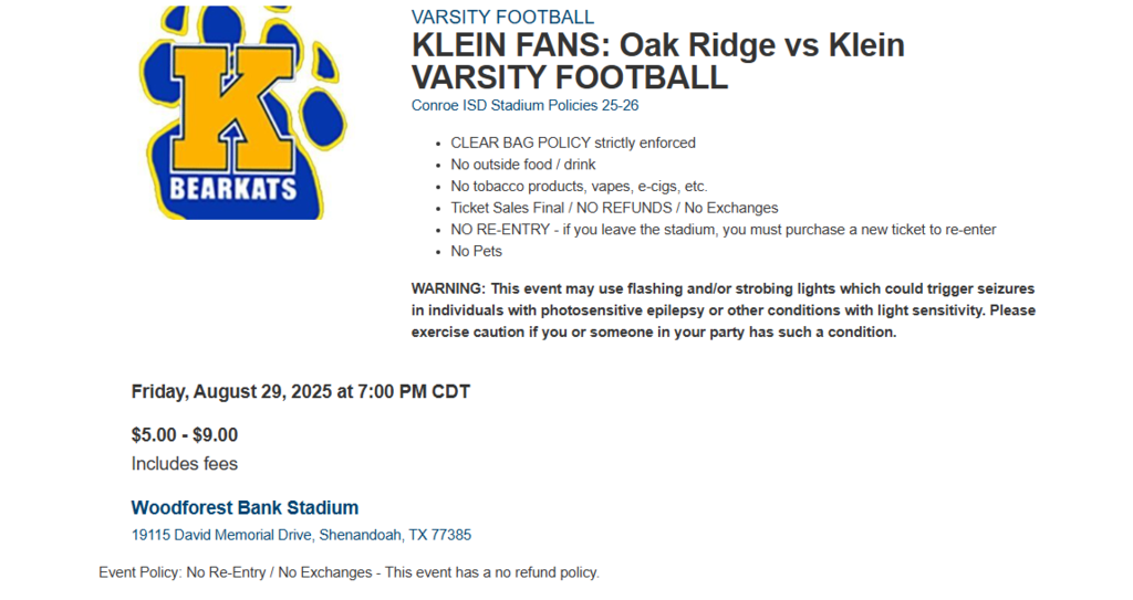 Klein Fans: Oak Ridge vs. Klein