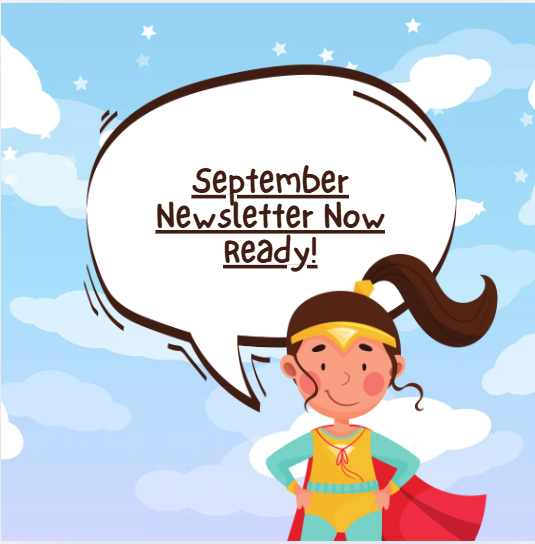 Superhero image announcing news letter for September