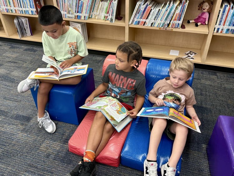students reading