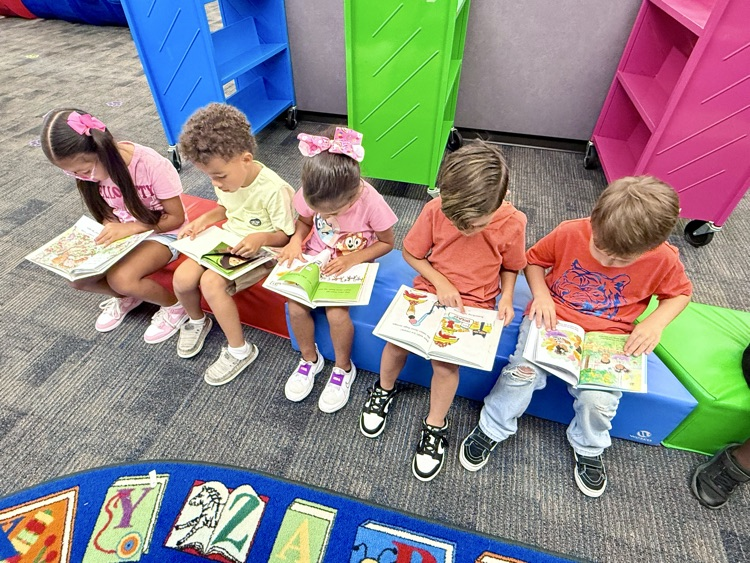 students reading