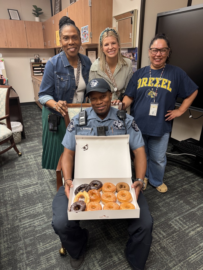 Security Guard, box of donuts & team