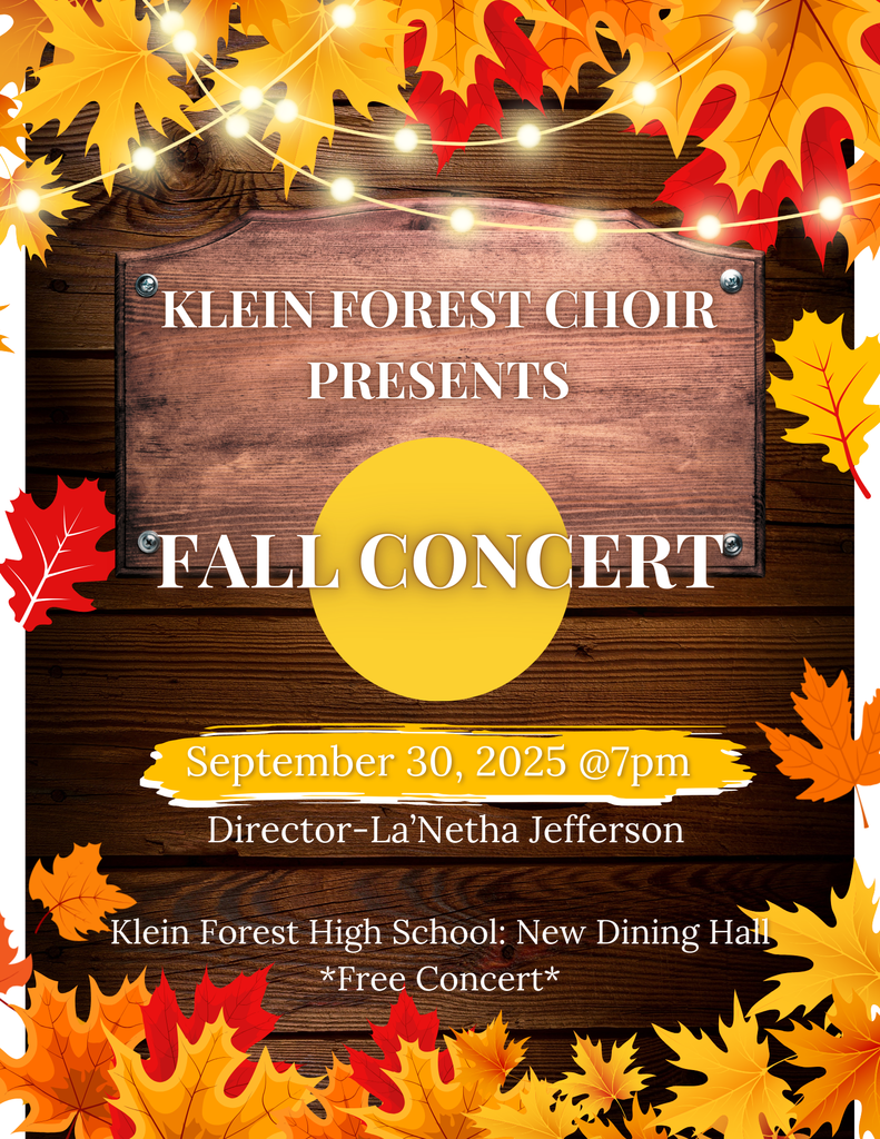 Klein Forest Fall Choir Concent Flayer - Orange, red, yellow leaves decorate wooden background
