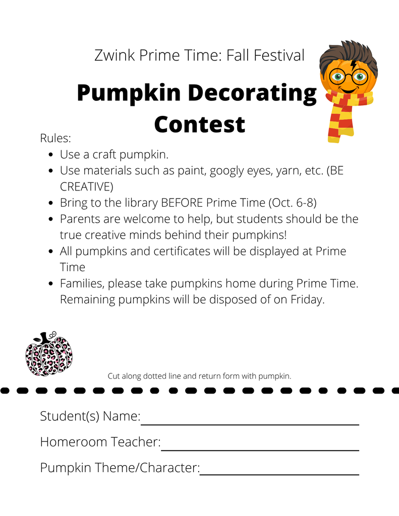 Pumpkin Decorating Contest Entry Form