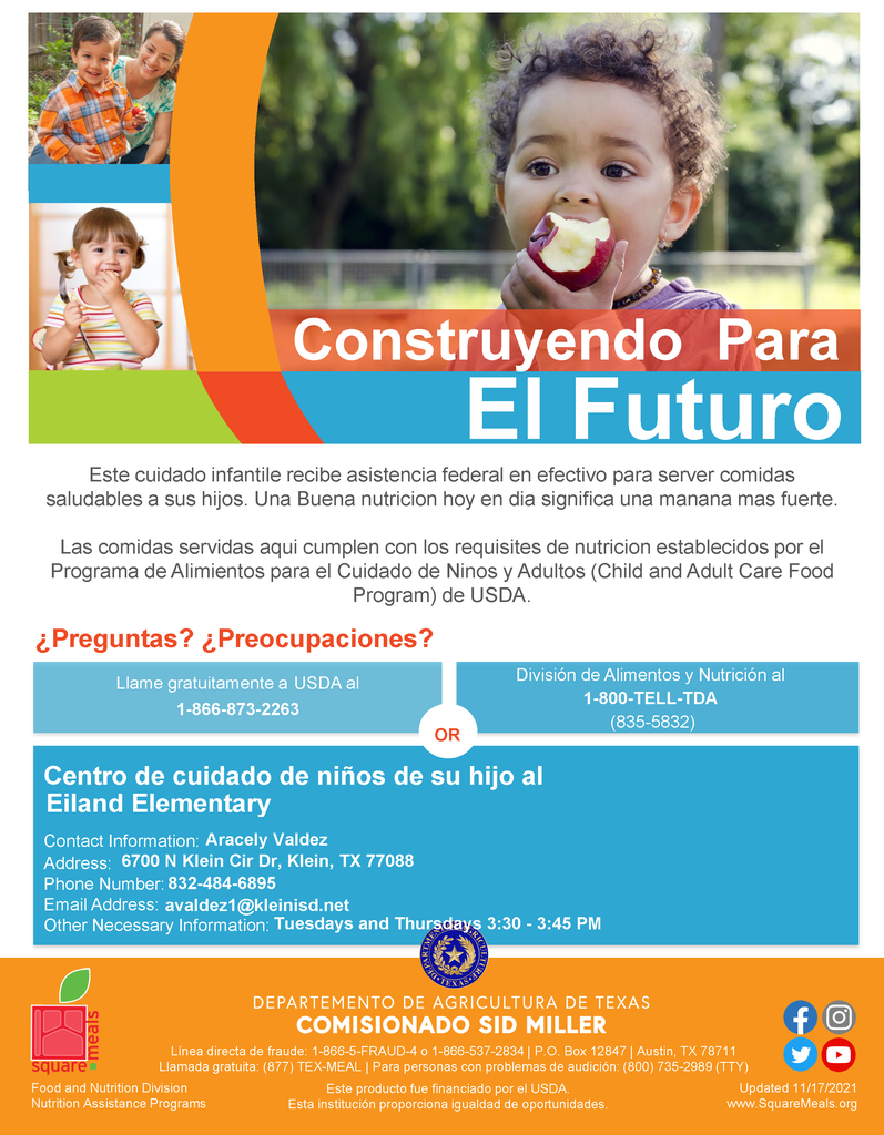 KISD Flyer Program: USDA’s Child and Adult Care Food Program at Eiland Elementary