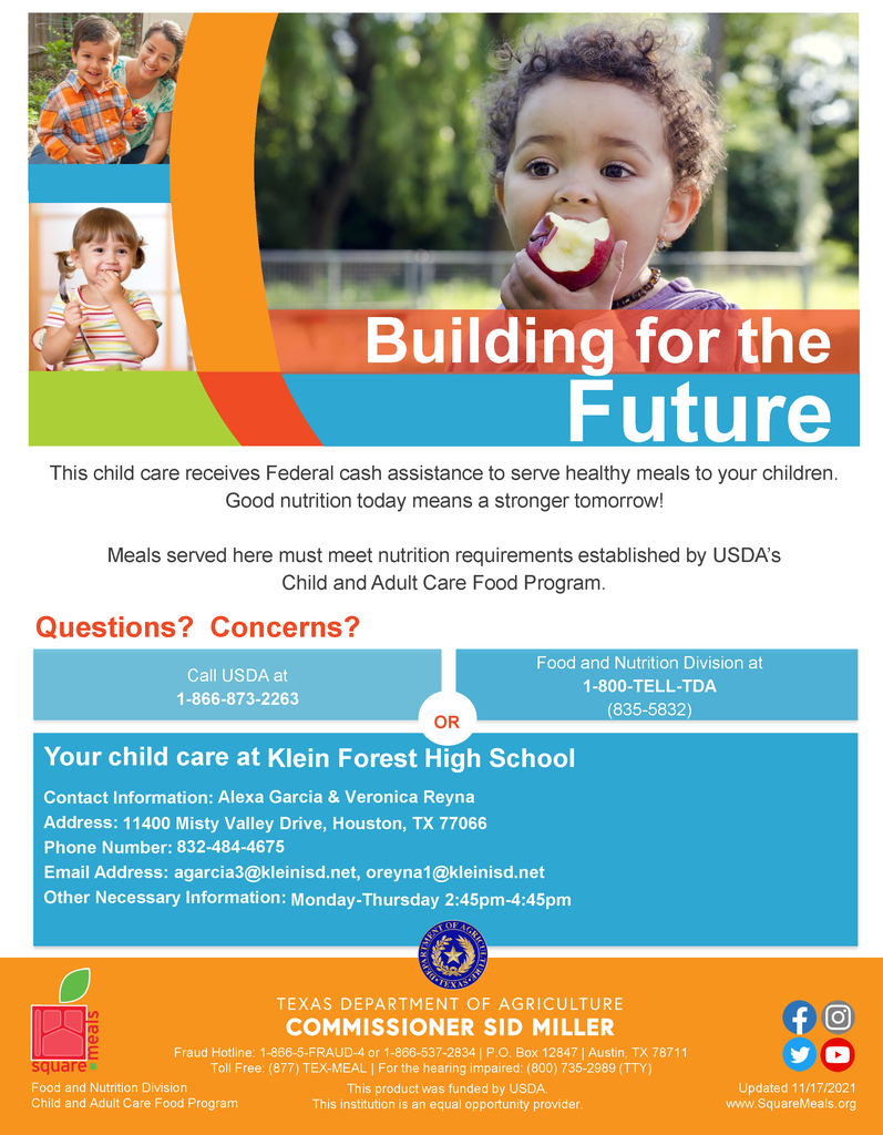 KISD Flyer Program - USDA’s Child and Adult Care Food Program at Klein Forest