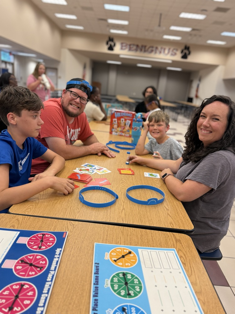 students and families at game night