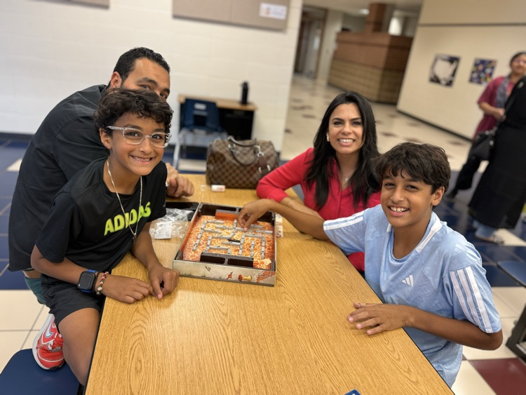 students and families at game night