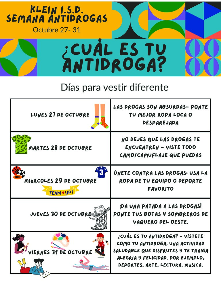 Anti-Drug week dress up days.