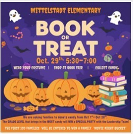 Book or Treat Flyer October 29th 5:30 -7:00 pm